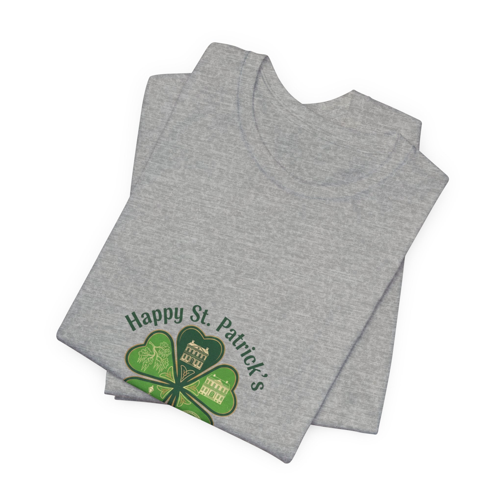 minimal clover icon Tee | tiny shamrock print, subtle luck graphic