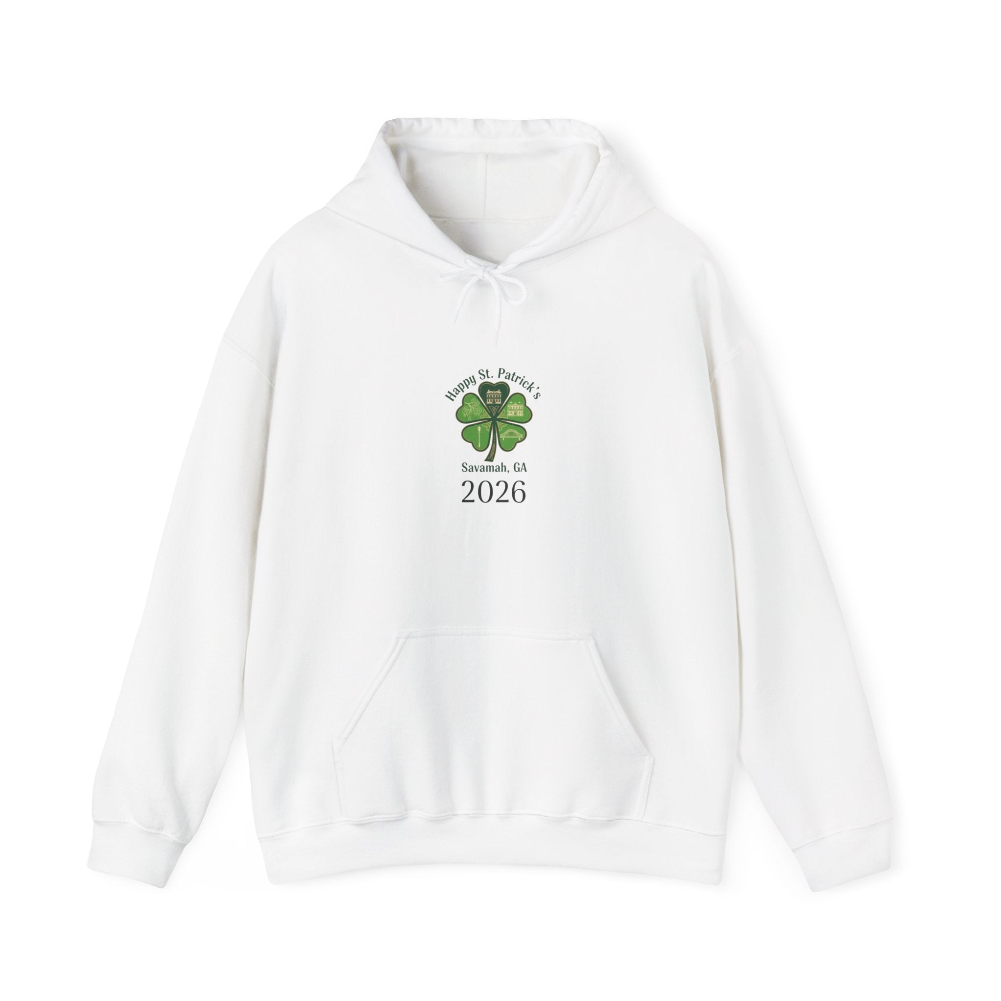 Minimal Clover Icon Hoodie | tiny shamrock print, subtle luck graphic