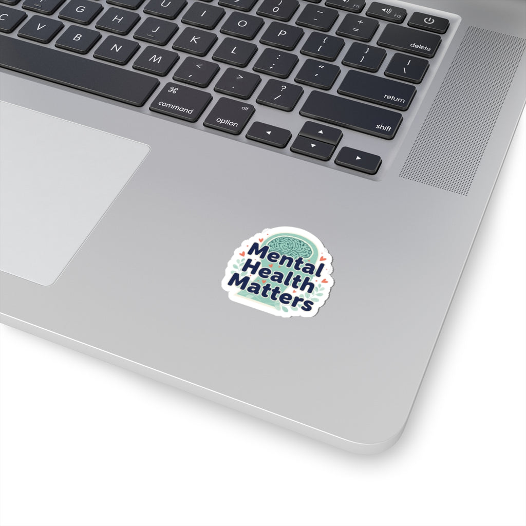 Mental Health Matters Sticker | chrome text design, reflective typography