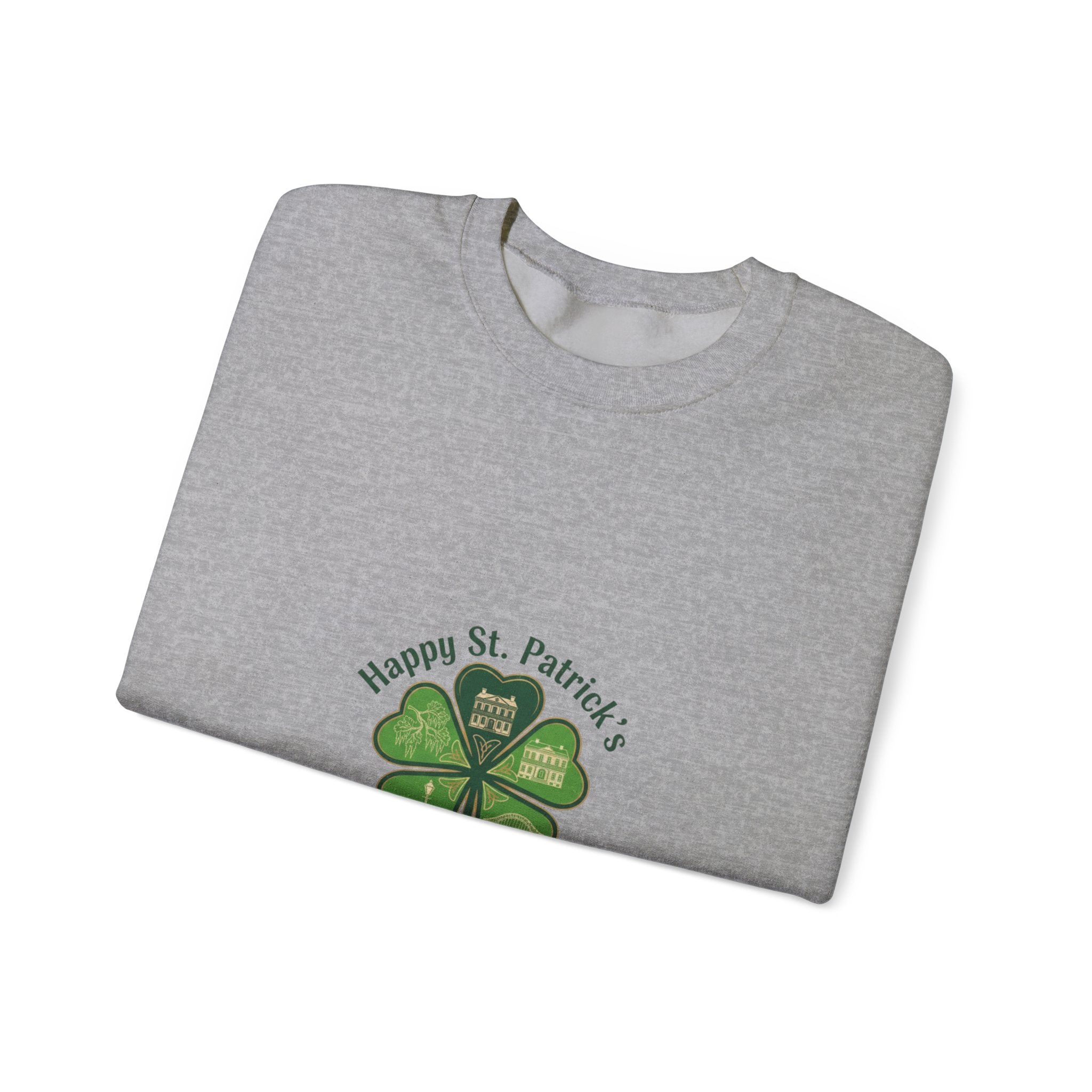 minimal clover icon sweatshirt | tiny shamrock print, subtle luck graphic