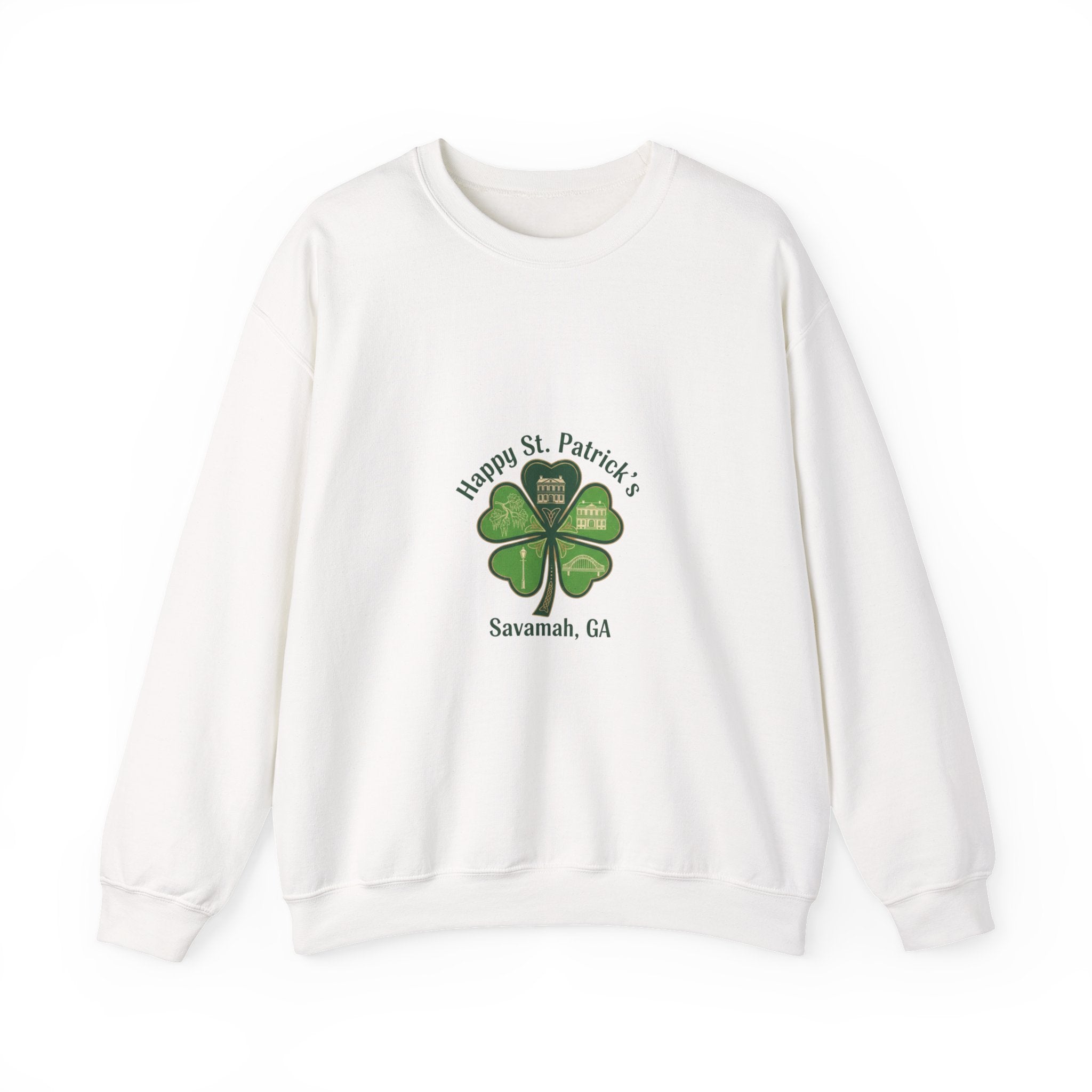 minimal clover icon sweatshirt | tiny shamrock print, subtle luck graphic