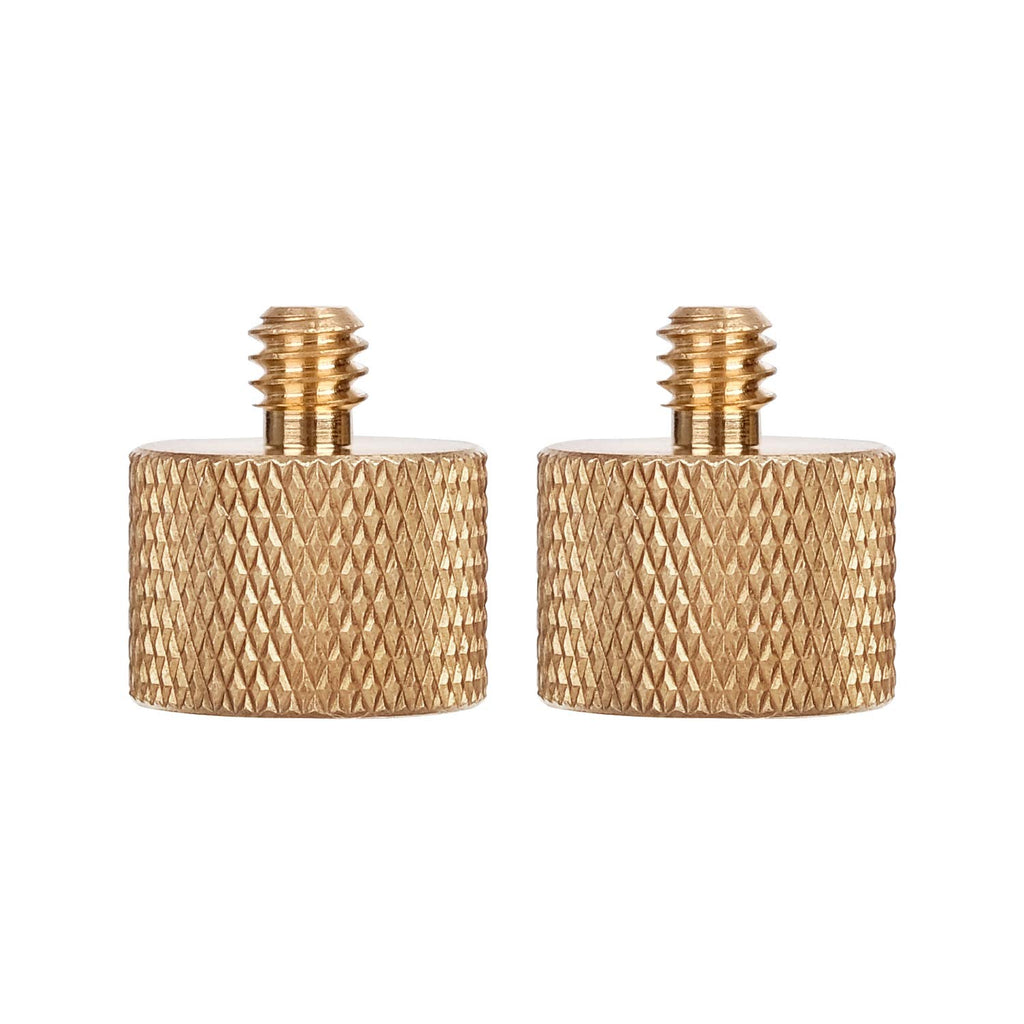 Anwenk Mic Stand Adapter 5/8 to 1/4 Adapter Standard Mic Thread Screw Adapter (Brass) Microphone Stand Adapter to Tripod Adapter, 2 Pack