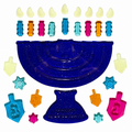 Hanukkah Holiday Window Cling Set, Menorah, Dreidel, Star of David, Candles