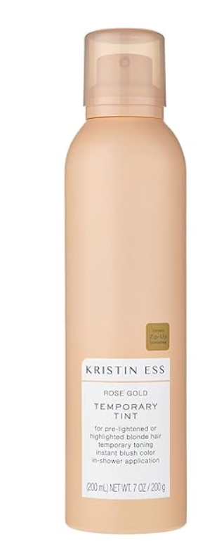 Kristin Ess Hair Rose Gold Temporary Ti  Pastel Pink Hair Color Spray for Blonde or Light Hair, Washable, Temporary Hair Dye, 7 fl oz