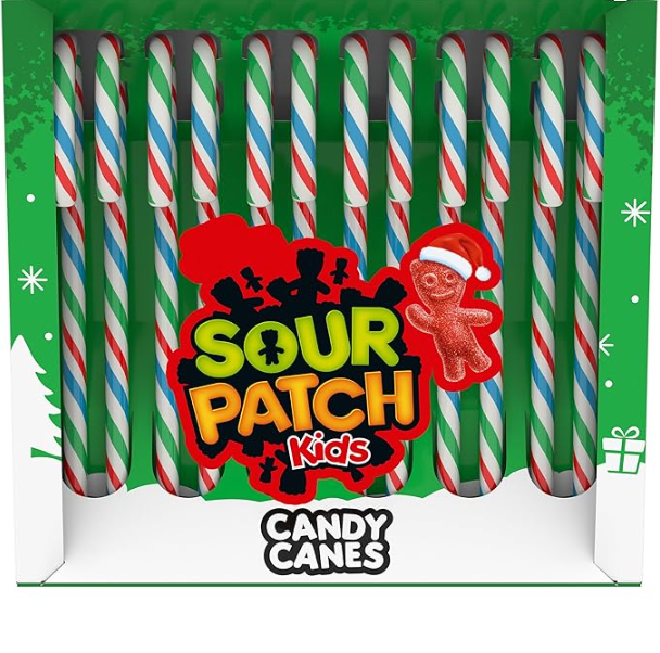 SOUR PATCH KIDS Holiday Candy Canes, 5.29 oz (12 Candy Canes)