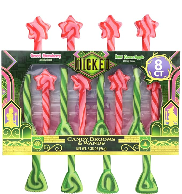 Wicked Candy Brooms and Wands Hot Chocolate Stirring Sticks, Sweet and Sour Flavored, 8 Count, 3.38 Ounces