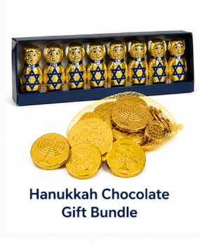 Hanukkah Chocolate Gift Bundle, 12 Milk Chocolate Coins and 8 Figures Chocolates