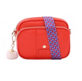 Pom Pom London Leather Crossbody ( Red)