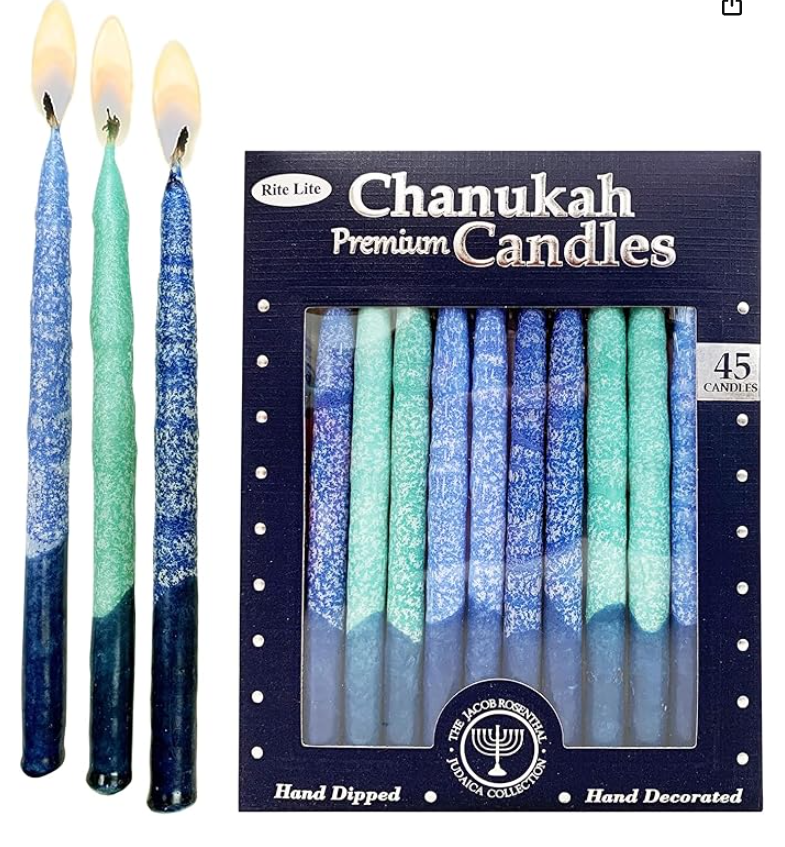 Rite Lite Premium Hanukkah Candles - Blue Shades Bulk Pack of 45
