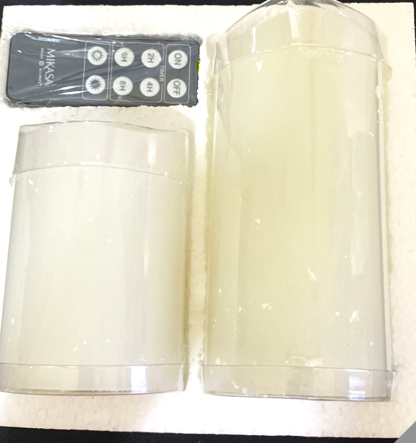 Flameless Candles, white with remote, set of 2