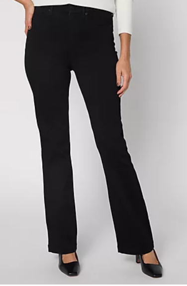 Petite Stretch High-Rise Bootcut Jeans- Black, 18W