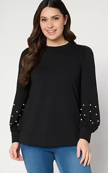 Jingle Belles, Uptown Pearls Top, Black, X-Small