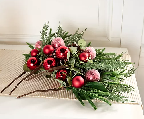 Set of 4 Ornament, Pinecone, and Pine Picks