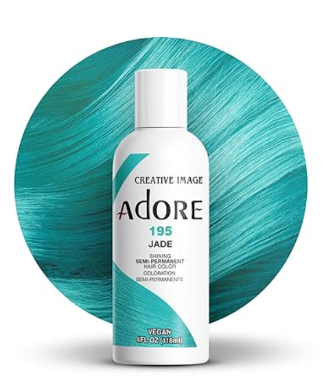 Adore Semi Permanent Hair Color (195 Jade) | Vegan & Cruelty-Free Green Hair Dye  4 Fl Oz