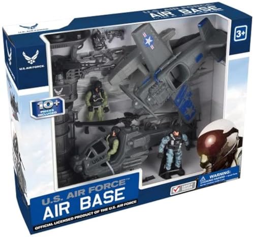 Lollipop US Air Force Airplane Toy - Official Licensed Cargo/Transport Aircraft or Fighter Helicopter & War Plane with Military Base & Action Figures Playset - Airforce Vehicle Model for Kids Ages 3+