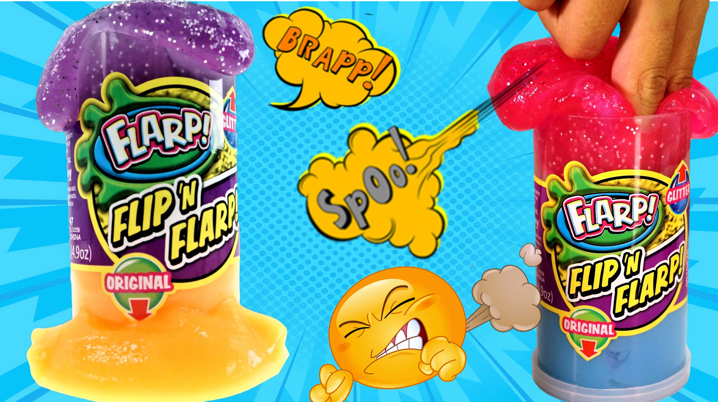 JA-RU Flip & Flarp Noise Putty for Kids Double Pack Original & Glitter (Unit) Farrt Gas Noise Maker Slime Scented Putty Fidget Stress Toy for Boys, Girls & Adults. 047