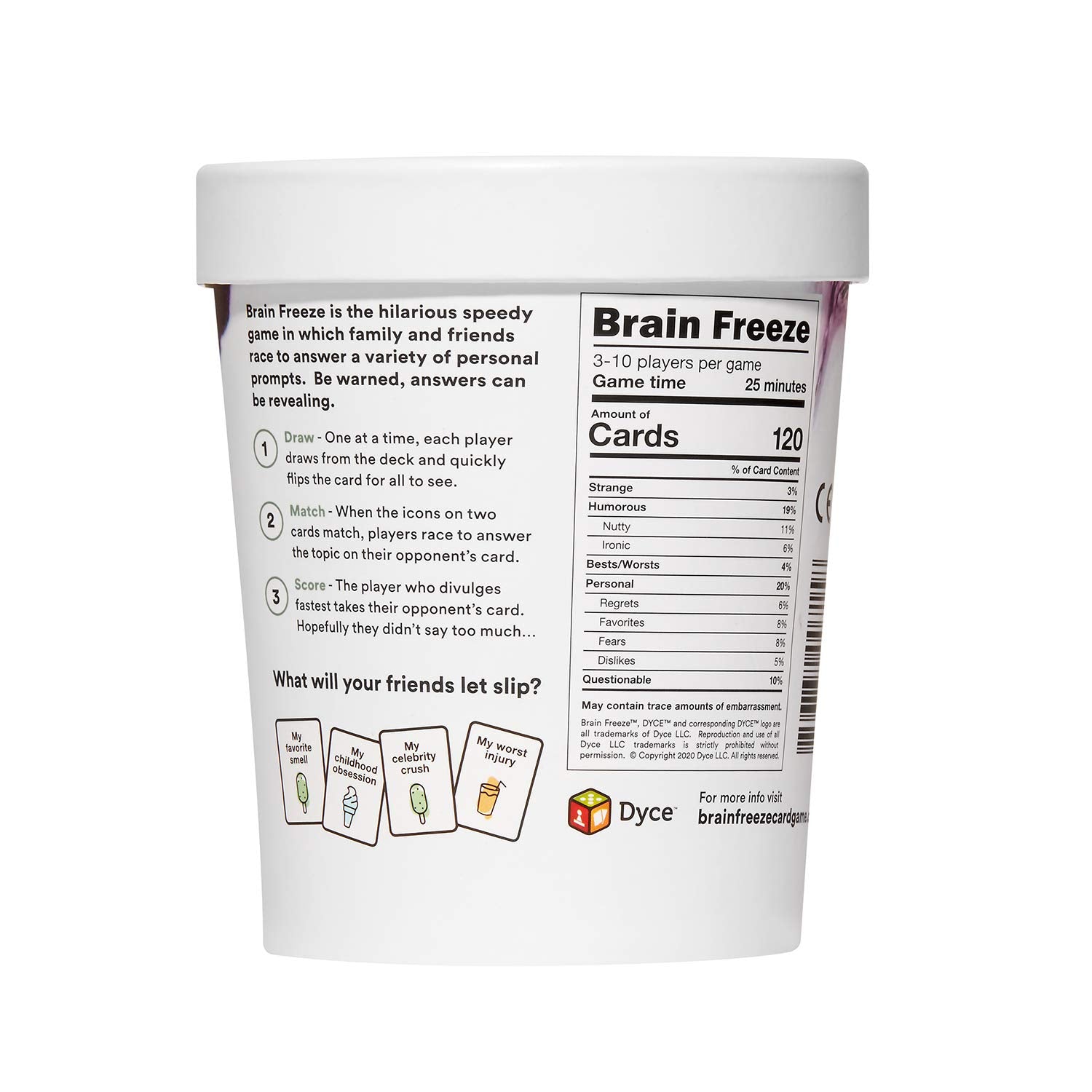 Brain Freeze Party Game - The Hilarious Speak-Before-You-Think Family Card Game for White Elephant Parties, Stocking Stuffers and Board Games Night with Your Friends
