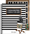 Schoolgirl Style Industrial Café Teacher Planner, 8" x 11" Undated Teacher Planner With Planner Stickers, Coffee Theme Teacher Planners and Lesson Planner for Classroom Organization