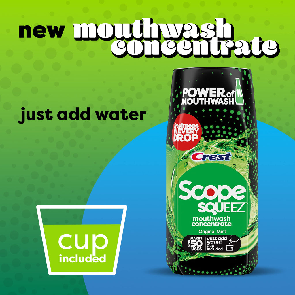Crest Scope Squeez Mouthwash Concentrate, Original Mint Flavor, 50mL