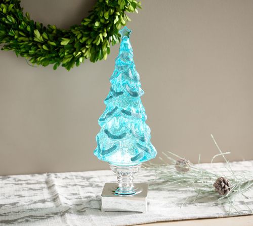 14" Illuminated Glitter Tree w/Pedestal