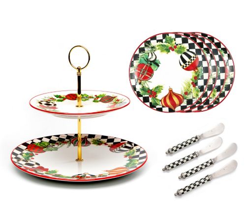 MacKenzie- Childs Deck The Halls Entertaining 7 Piece Set