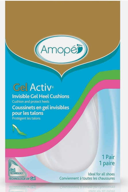 Amope GelActiv Invisible Gel Heel Cushions Insoles for Women, 1 pair, Size 5-10